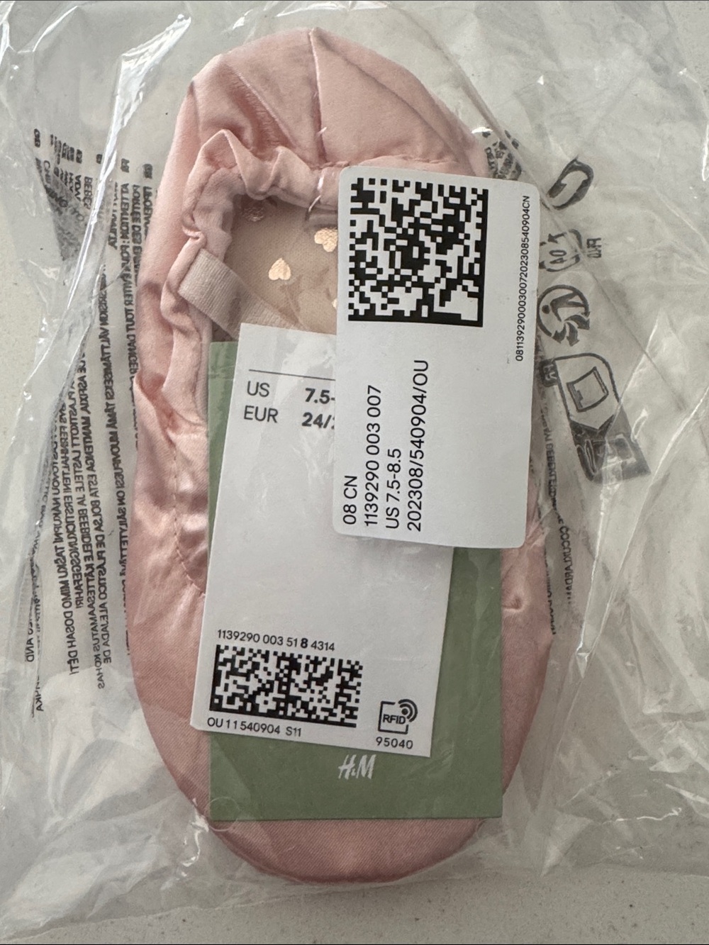 H&M Light Pink Satin Slip-On Ballet Flats